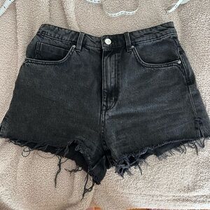 Zara washed black high waisted denim shorts 6